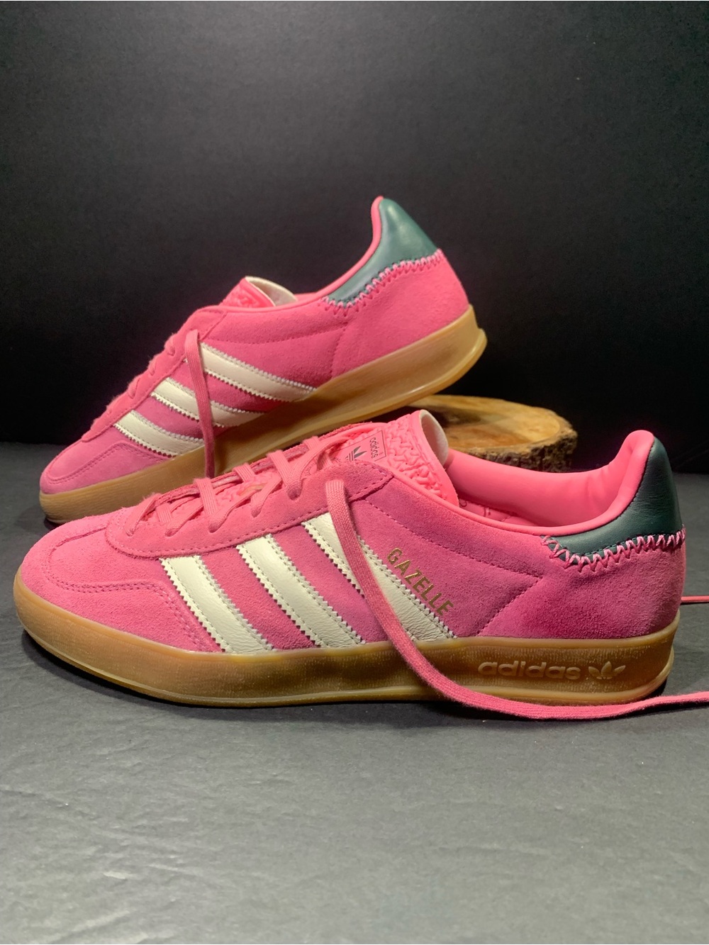 Adidas Gazelle Women’s Pink White Black Suede Sneakers Shoe Size 8.5